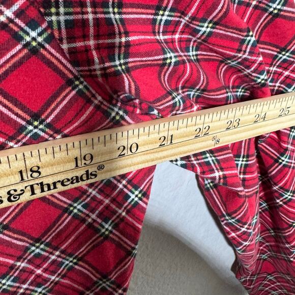 Talbots XL Red Plaid Long Sleeve Stretch Tee Cotton Blend Holiday Top - Picture 4 of 6